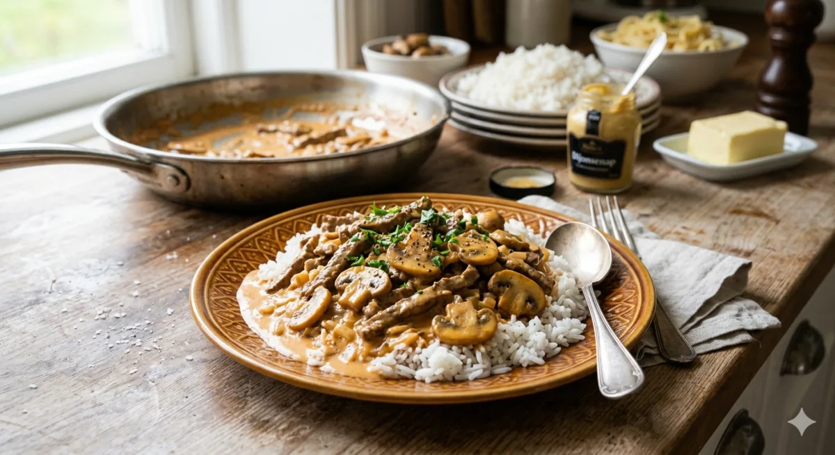Klassisk biff stroganoff